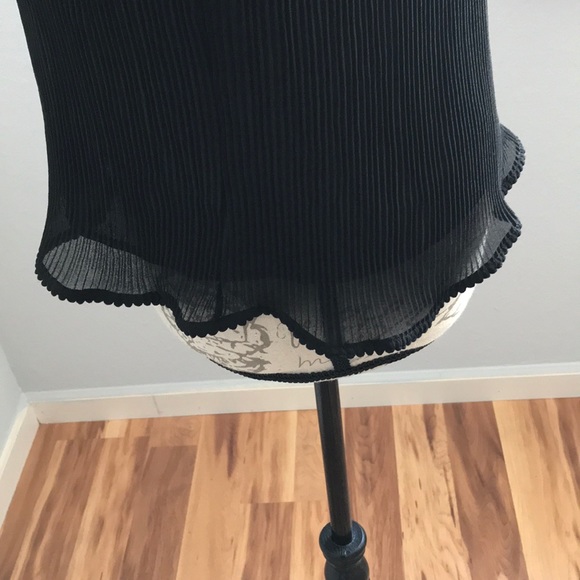 Zara Ribbed Long Sleeve Black Chiffon Blouse - Picture 6 of 8